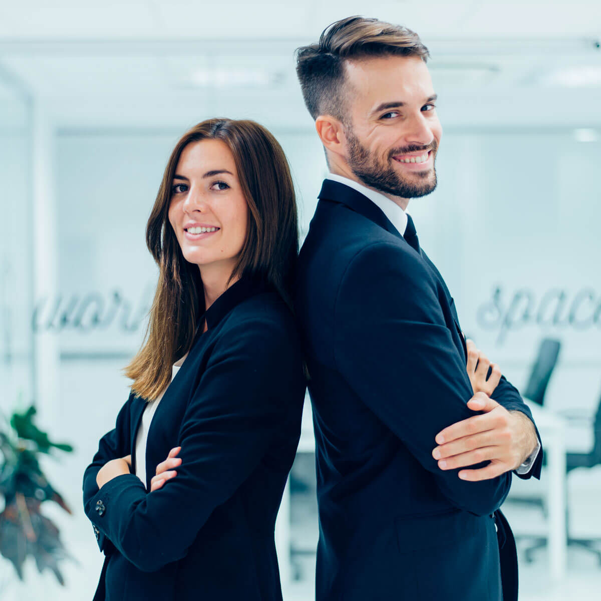Happy business clients